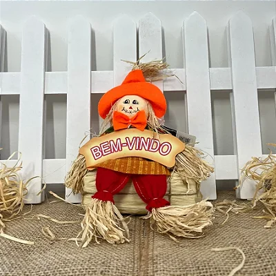 Enfeite Espantalho Bem-Vindo Festa Junina 23cm – Decoração de Mesa