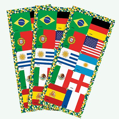 Adesivo Quadrado Nações Copa 2026 – 30 Unidades (3 Cartelas)