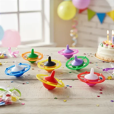 Pião Estrela da Galáxia Colorido 5cm – Brinquedo Infantil Sortido - 8 Unidades