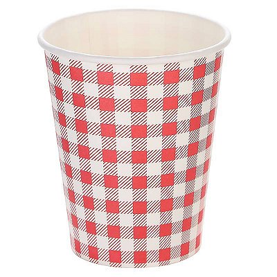 Copo De Papel Festa Junina Xadrez Verde 270ml - 10 Unidades