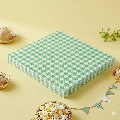 Guardanapo Xadrez Quadriculado Verde 25x25cm - 25 Unidades