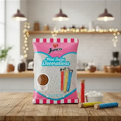 Mini Bala Decorativa Sabor Coco – 400 Gramas