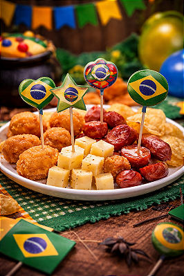 Espetinhos Brasil 10cm – Kit com 10 Unidades para Petiscos e Decoração