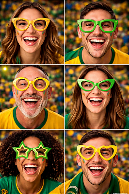 Óculos Mix Brasil – Kit com 10 Unidades para Festa e Torcida