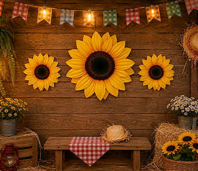 Kit Girassol Decorativo com 3 Unidades – Festa Junina