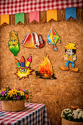 Enfeite Junino Sortido com 6 Unidades – Decoração Festa Junina 23cm