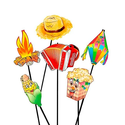Palitos com Plaquinhas Divertidas Festa Junina 10 Unidades – 30x10cm