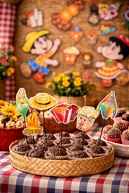 Palitos com Plaquinhas Divertidas Festa Junina 10 Unidades – 30x10cm