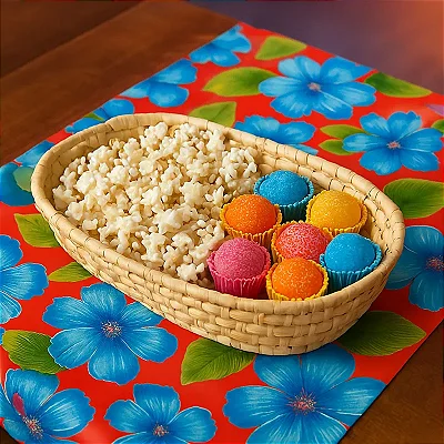 Cesta de Palha Oval 13x22x4cm – Decoração para Festa Junina