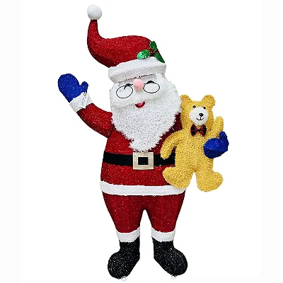 Papai Noel Iluminado 3D com 70 LEDs Branco Quente – 1,24m