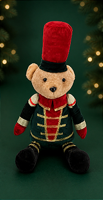 Urso Quebra-Nozes Sentado Xadrez 36cm – Decoração Natalina
