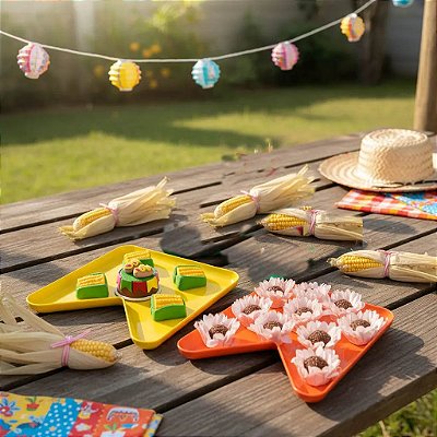 Bandeja Bandeirinha 25cm Festa Junina – Decorativa para Doces - 2 Unidades Sortidos