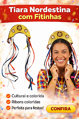 Tiara Nordestina Junina com Fitinhas Coloridas - 1 Unidade
