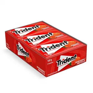Chiclete Trident Morango Sem Açúcar – Caixa com 21 Unidades de 8g