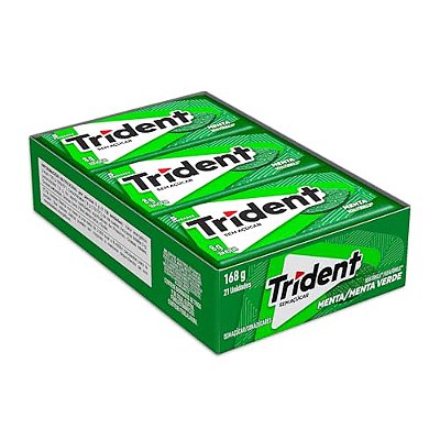 Chiclete Trident Menta Sem Açúcar – Caixa com 21 Unidades de 8g