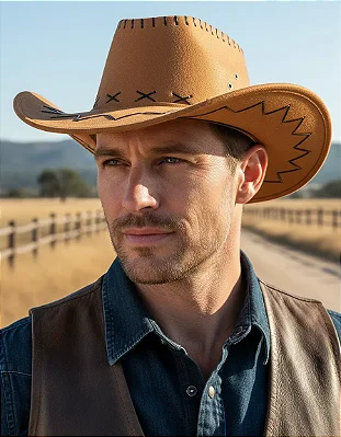 Chapéu Country Cowboy Adulto 38cm