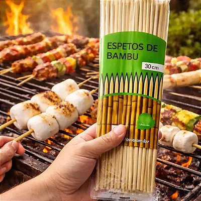 Palitos de Bambu 30cm para Churrasco – 100 Unidades
