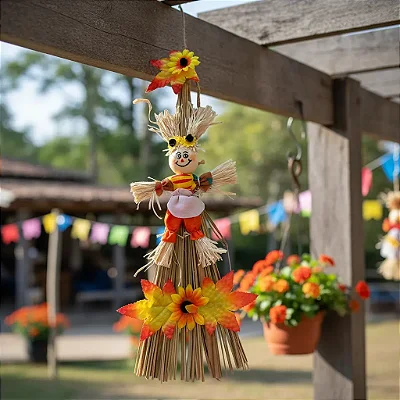 Espantalho De Palha Na Vassoura Festa Junina 35 Cm - Modelo Sortido