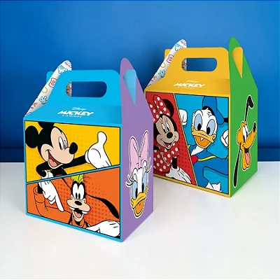 Caixa Surpresa Maleta Festa Mickey e Amigos 12x8x11cm - 8 Unidades