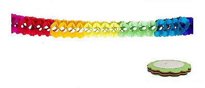 Guirlanda Decorativa de Papel Arco-Íris – 3 Metros