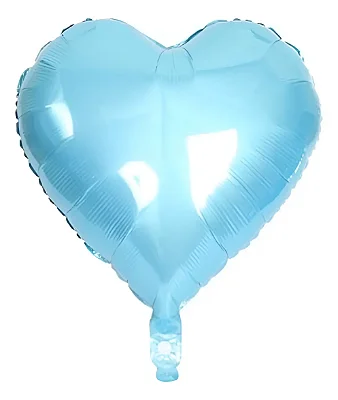 Balão Metalizado Coração Azul Claro - 18 Polegadas (45cm) - Flutua Gás Hélio