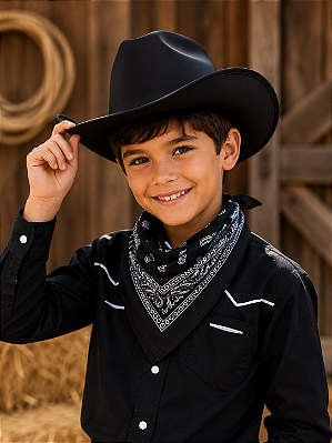 Chapéu Cowboy Infantil Preto Liso