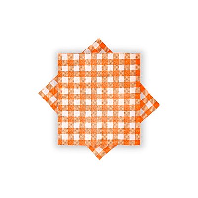 Guardanapo Xadrez Quadriculado Laranja 33x33cm - 20 Unidades