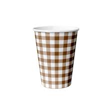 Copo De Papel Festa Junina Xadrez Marrom 250ml - 8 Unidades