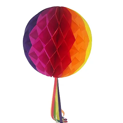 Balão de São João Colmeia Colorido com Rabiola - 30cm