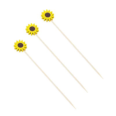 Palito de Petisco Bambu com Girassol 12cm - 12 Unidades