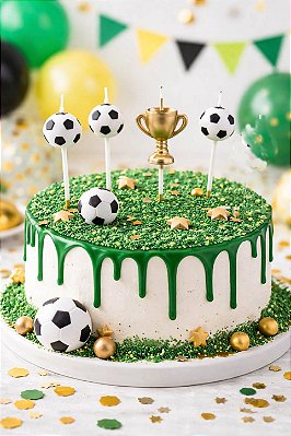 Vela Taça e Bolas Futebol 13cm – Kit com 4 Unidades