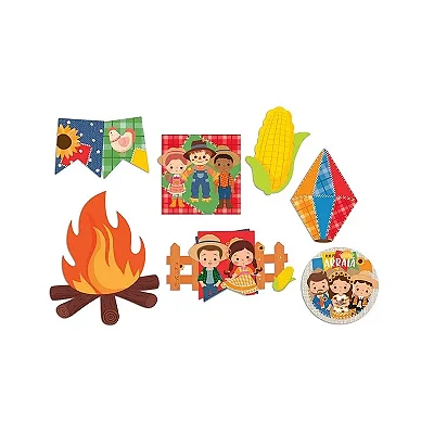 Painel Decorativo Festa Junina Quadrilha – Kit com 7 Peças