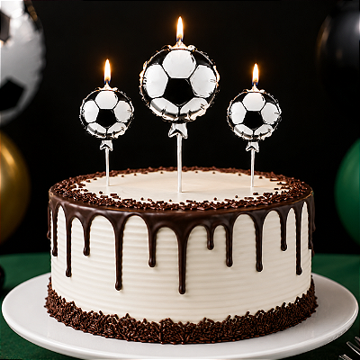 Vela Bolas de Futebol 7cm – Kit com 3 Unidades