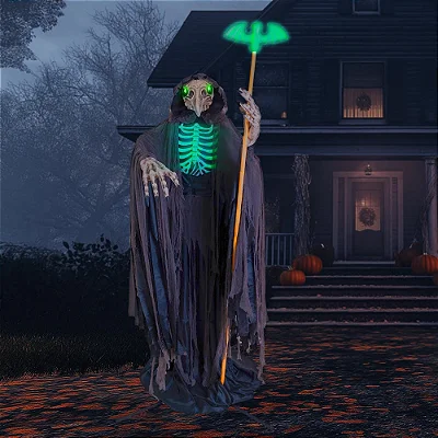 Boneco Caveira Pássaro com Som, Luz e Movimento 2,72m