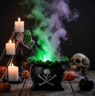 Caldeirão Feitiços Halloween com Luz, Som e Fumaça 44x31cm
