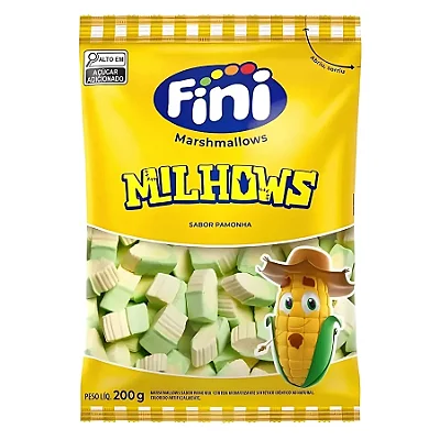 Marshmallow Milhows Pamonha Fini 200g (110 unidades)