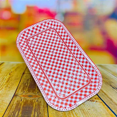Bandeja Xadrez Vermelho Festa Junina 20x33cm