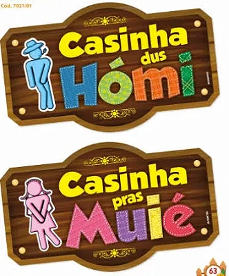Placas Divertidas para Banheiro Festa Junina - 2 Unidade (Hómi & Muié)