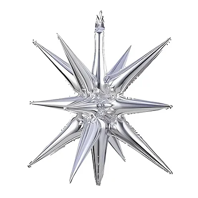 Balão Metalizado Sputnik Prata 27” (70cm) – 13 Pontas Decorativo