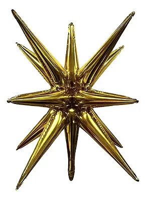 Balão Metalizado Sputnik Dourado 27” (70cm) – 13 Pontas Decorativo