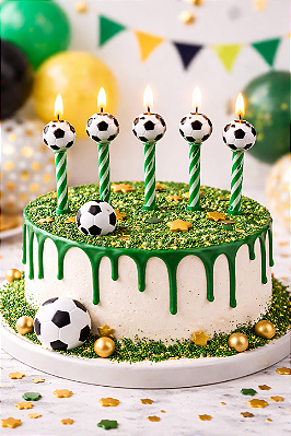 Vela Palito Futebol 6cm – Kit com 6 Unidades