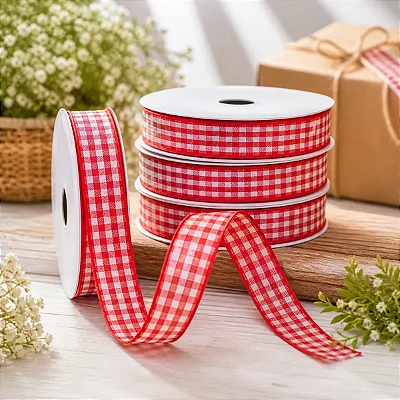 Fita Xadrez Vermelho 15mm – Rolo com 10 Metros