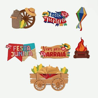 Cartaz Decorativo Junino Xodó – Kit com 7 Unidades