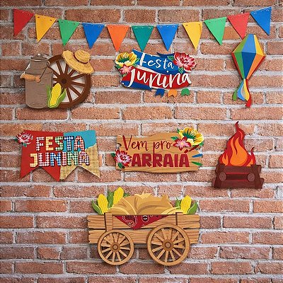 Cartaz Decorativo Junino Xodó – Kit com 7 Unidades