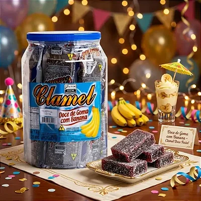 Pote de Doce Goma com Banana 1,2kg (20 Unidades) – Sabor Tradicional Clamel