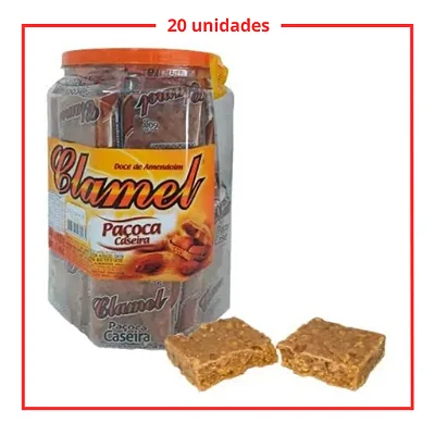 Pote de Paçoca Caseira 1,2kg (20 Unidades) – Sabor Tradicional Clamel