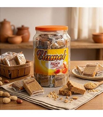 Pote de Paçoca Lisa 1,02kg (20 Unidades) – Sabor Tradicional Clamel