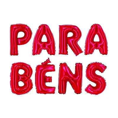 Balão Metalizado com Canudo 16" Parabéns Vermelho