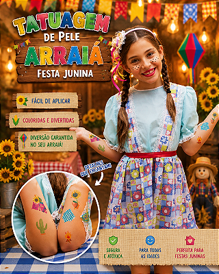 Tatuagem de Pele Arraiá Festa Junina – 2 Cartelas