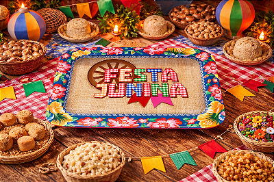 Bandeja Laminada Festa Junina Xodô 40,5x33,5cm